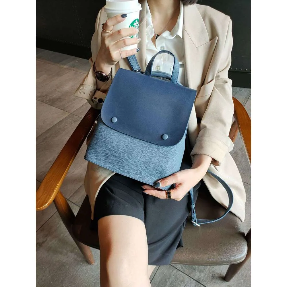 Sac à dos en cuir de vache pour femme, sac à bandoulière de style coréen avec bouton de couleur, sac de loisirs pour collège de haute qualité_voghion.com