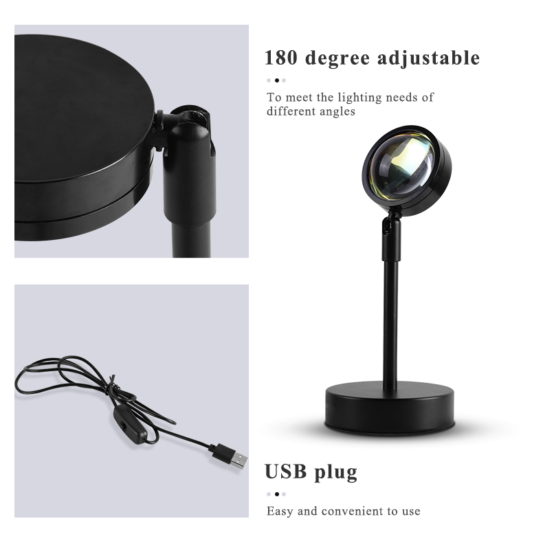 Led Sunset RGB Lamp Projection Stage Light Rainbow Atmosphere Mood Neon Night Lights For Home Bedroom Bar Live Decoration Gift_voghion.com