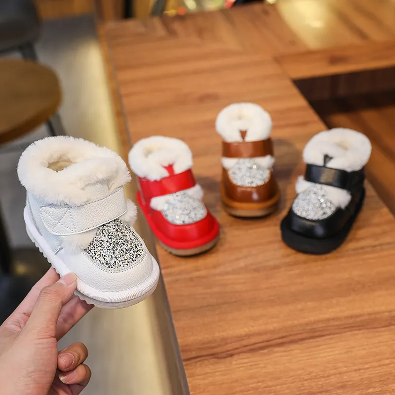 Bottes de neige chaudes en peluche pour bébé de 0 à 3 ans, chaussures d'hiver pour tout-petits garçons, couleur unie, semelle souple, pour filles_voghion.com