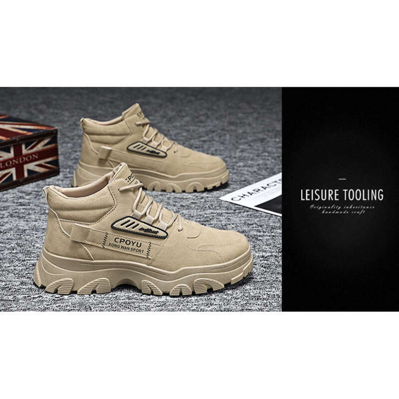 Spring High Top Workwear Men's Trendy And Versatile Thick Sole Anti Slip Construction Site Work Safety Shoes, Martin_voghion.com