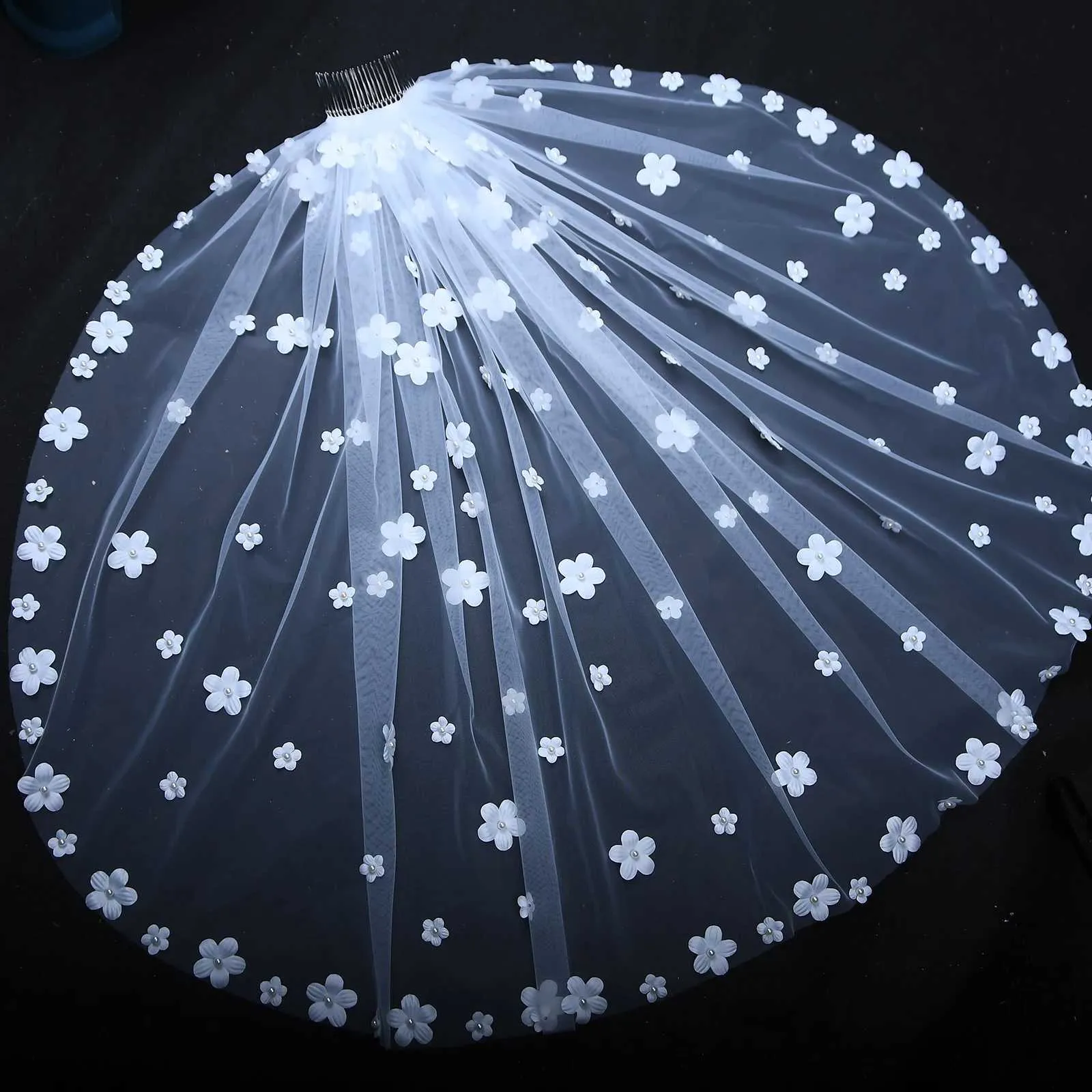 Hair Jewelry Short Wedding 3D Flowers Communion Wreath Girls Mini Bridal Veil Bachelorette Party Accessories For_voghion.com