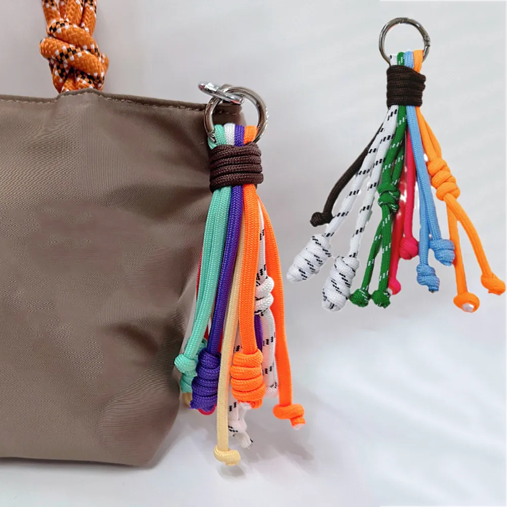 Korean Stylish Rainbow Rope Pendant Chain Jewelry Strap Handmade Landyard Accessrioes Keyring Bag Women Phone Hanging_voghion.com