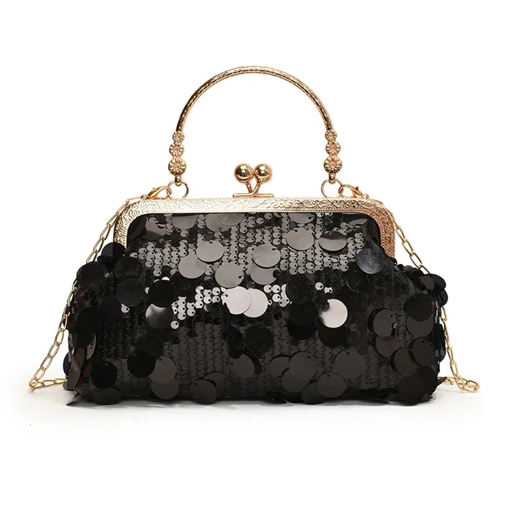 Paillettes Pochette Moda Sera Borse Catena Tracolla Bg Borsa a Tracolla Grande Capacità Manico Superiore Borsa per Festa di Nozze 241212_voghion.com