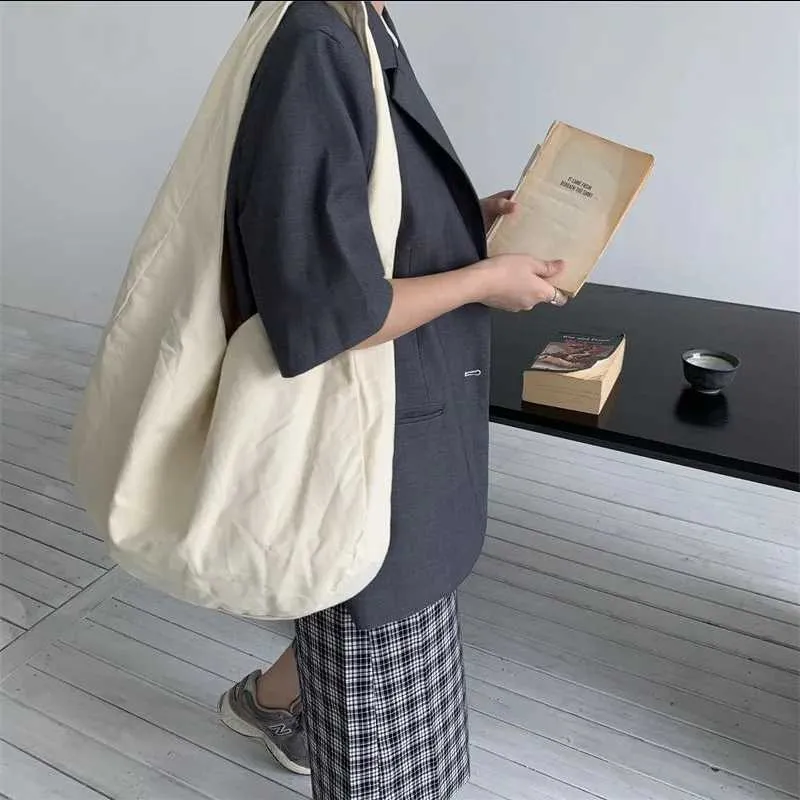 Grande borsa a tracolla retro in tela per donna stile hobo_voghion.com