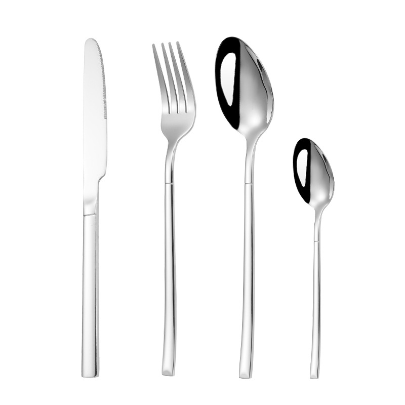 24 of stainless steel tablew, steak knives, forks, spoons, 4 main pieces set, knight Western style gold-plated_voghion.com