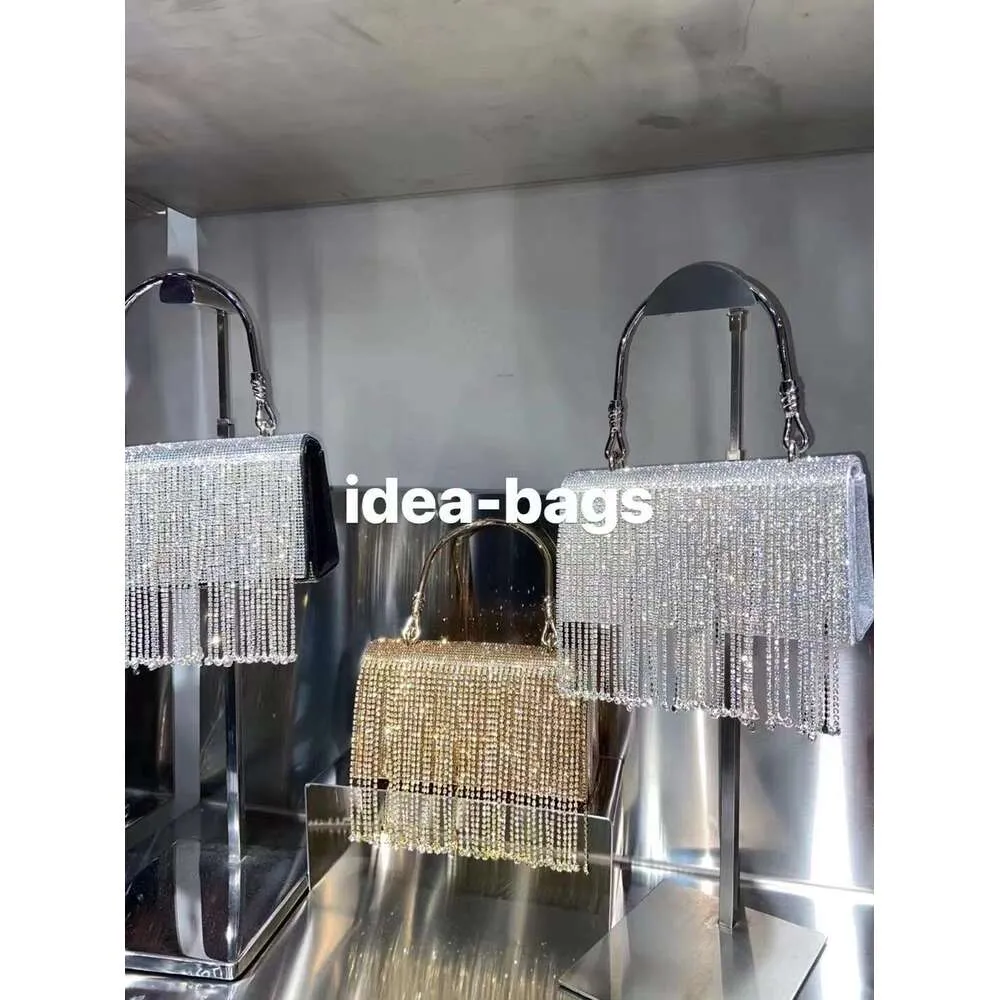 Long Tassel Glitter Shiny Rhie Dias Evening Wedding Party Clutch Purse Women Handbag Messenger Bag_voghion.com