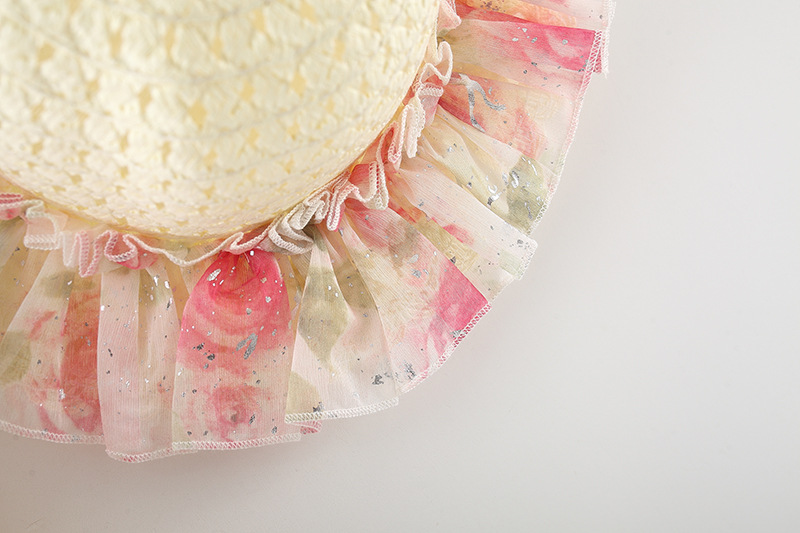 Baby Yellow Dress Baby Girl Rose Flower Printed Chiffon Princess Dress Send Beach Hat_voghion.com