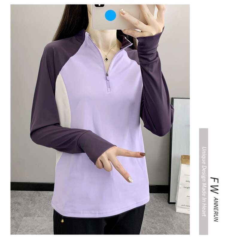 Pomladna in jesenska majica s kratkimi rokavi za šport na prostem, raztegljiva, odvaja vlago in hitro sušeča, z dolgimi rokavi, za ženske, za sončenje_voghion.com