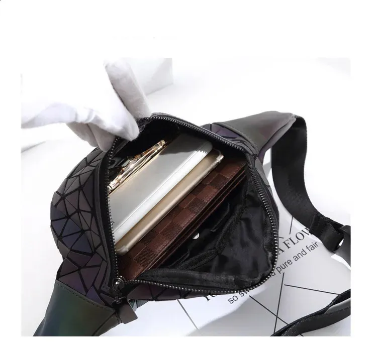 Módní svítící tašky Dámské ledvinky Kožená kabelka na hrudník Geometrická taška Ledvinky Peněženka 240815_voghion.com