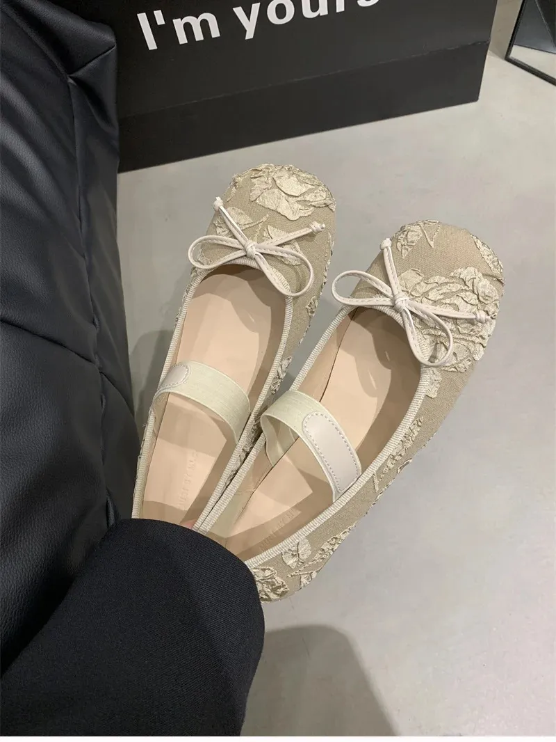 Ballerine da donna con nodo a farfalla, alla moda, basse, con suola morbida, comode, da donna, ballerine 240627_voghion.com