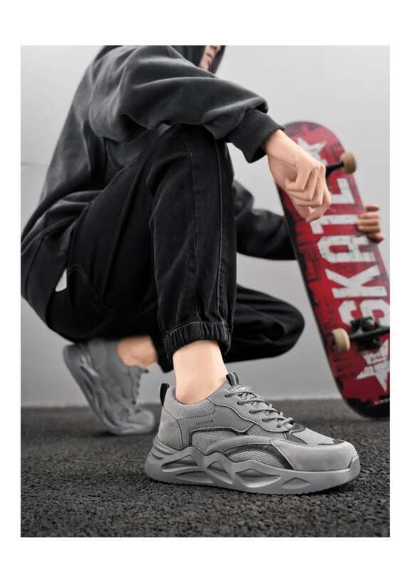 Spring New Breathable Labor Protection Men's Trendy And Versatile Thick Soled Anti Slip Sports Shoes, Casual Dad Shoes_voghion.com