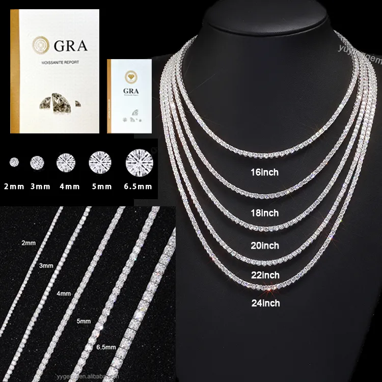 Βραχιόλι χιπ χοπ Sier VVS Cuban Link 2mm 3mm 4mm 5mm 6.5mm Moissanite, τιμή εργοστασίου Wuzhou, κοσμήματα αλυσίδας τένις_voghion.com