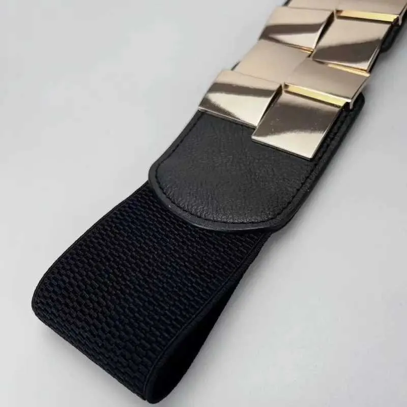 Womens Wide Classic Womens Multi-color Square Buckle Dress Decoration Ultra-thin Elastic Belt W250109_voghion.com