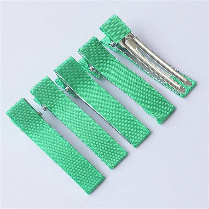 300pcs 5cm Grosgrain Ribbon Lined Alligator Hairpins for Princess Girls Ponytail Clips Children Metal Hair Barrettes_voghion.com