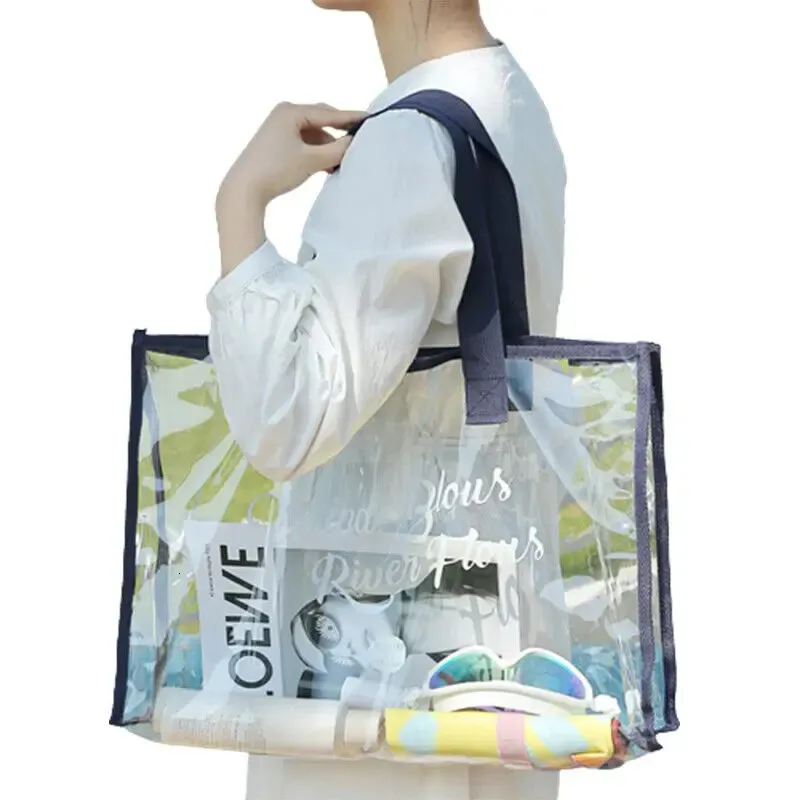 Clear Pvc Beach Bag Versatile Women Tote Shoulder Bag Waterproof_voghion.com