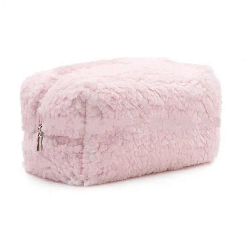 Lammwolle Mini Niedlicher Plüsch Makeup Organizer Kawaii Bleistiftbox Tasche Reise Münzbörse Home Storage Y241023_voghion.com