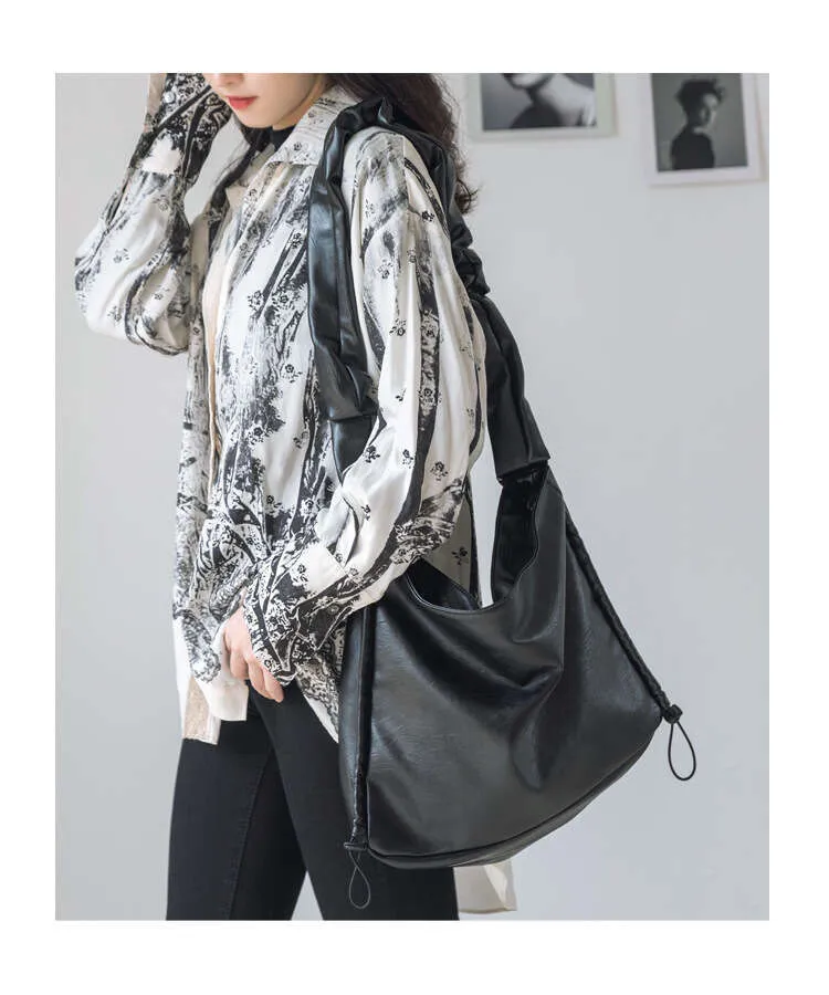 Nouveau sac fourre-tout à bandoulière plissé tendance pour campus universitaire_voghion.com
