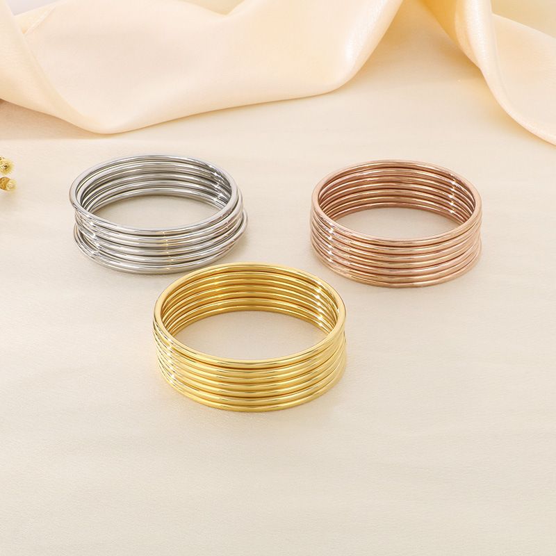 Modeschmuck Temperamt Beliebte Multi Layer Stacking Coil Vergoldet 3mm Plain Ring Titan Stahl Armband Für_voghion.com