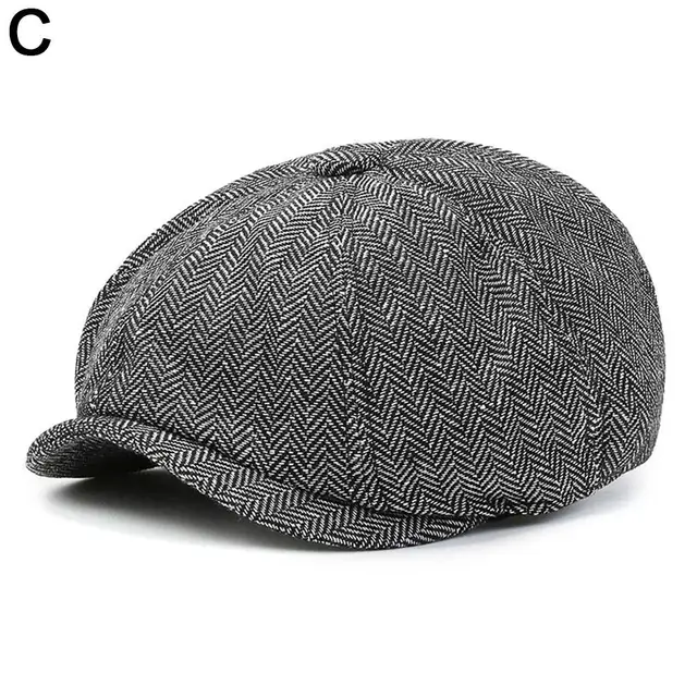 Nowości Tweed Newsboy Men Gatsby Hats Street Retro Octagonal Hat with Brim Caps Winter Spring Hip Hop Beret_voghion.com