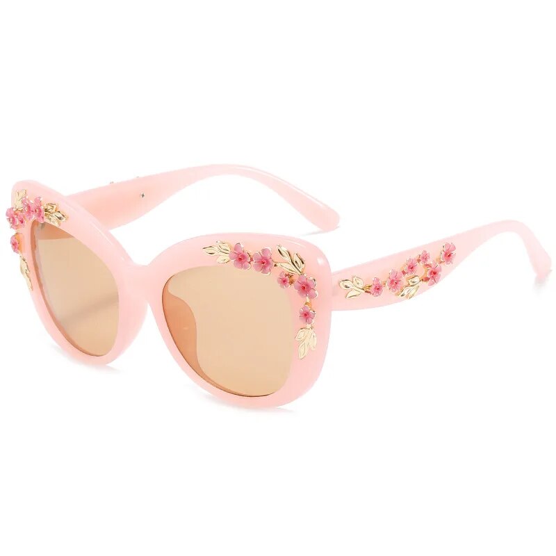 Baroque Modern Vintage Cat Eye Sunglasses Women Designer Sun Glasses Fashion Pink Shades Female Flower Decoration_voghion.com