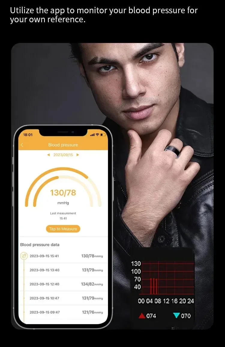 Fashion Health Tracker for Heart Rate Sleep Step Counting Body Temperature Monitoring Smart Finger Ring 240730_voghion.com