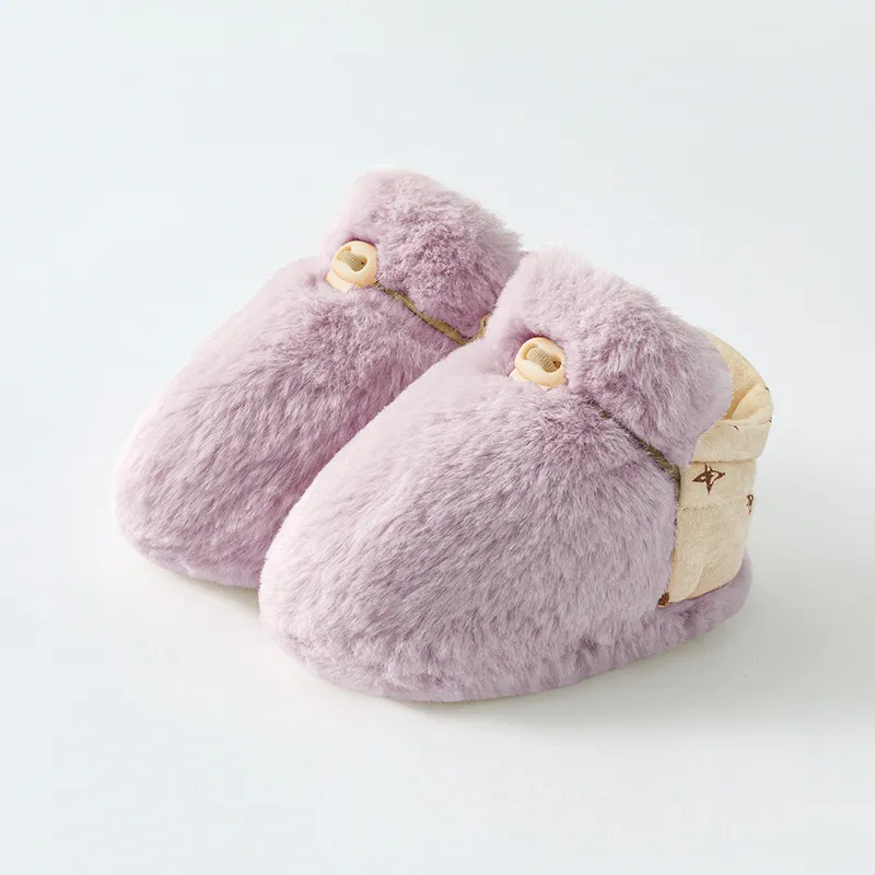 Zapatos de cuna antideslizantes con suela de algodón para bebés y niños pequeños, para otoño e invierno, de felpa, cálidos o para niños pequeños_voghion.com