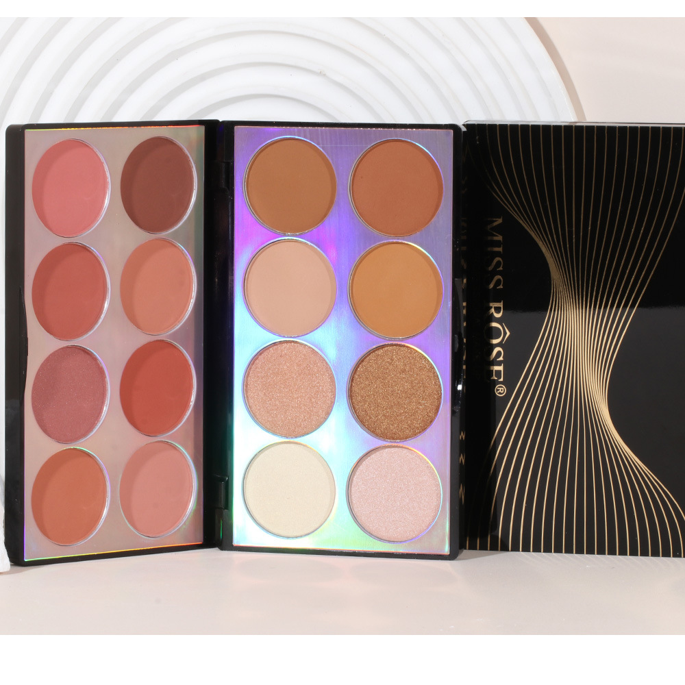 Makeup Matte Blush Contouring All In One Face Brightening Highlight Pearlescent Eyeshadow Palette_voghion.com