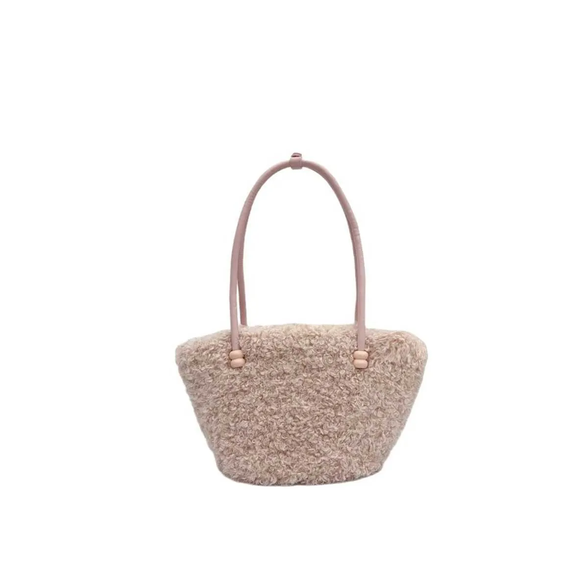 Bolso de hombro de felpa para mujer, de moda, liso, suave, informal, de lana de cordero, de gran capacidad, ligero, para uso diario._voghion.com