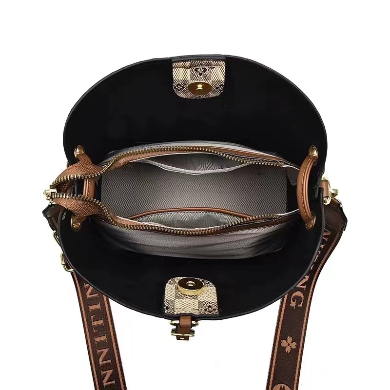 Borsa a secchiello a quadri donna borsa a spalla grande capacità_voghion.com