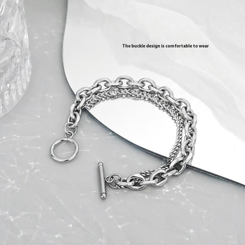 New Niche Design That Does Not Fade, Simple OT Buckle Bracelet, Titanium Steel Cold And Cool Style Hip-hop Punk Cuban_voghion.com