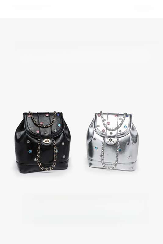 Fashion Colourful Diamond Chain Large Capacity Bucket Backpack_voghion.com