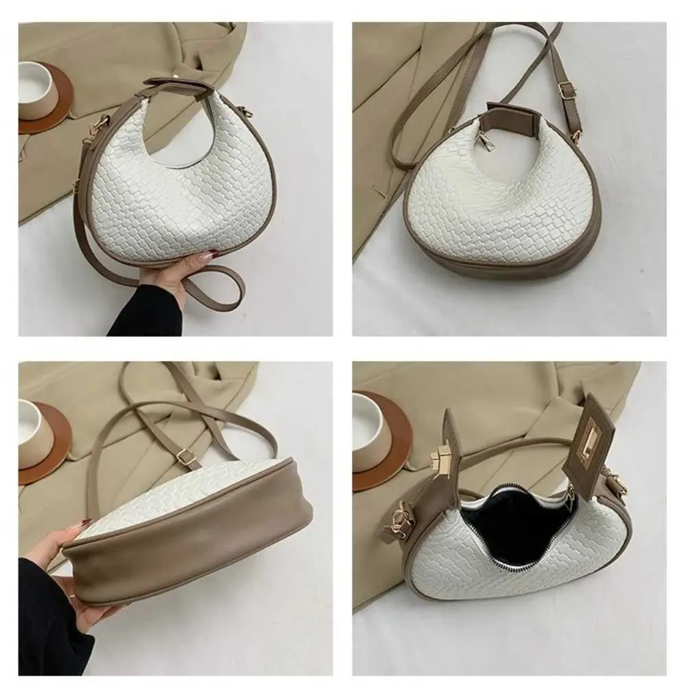 Borsa a tracolla alla moda da donna, retrò, a mezza luna, in pelle PU, borsa a mano, casual, versatile, a tracolla Ba241106_voghion.com