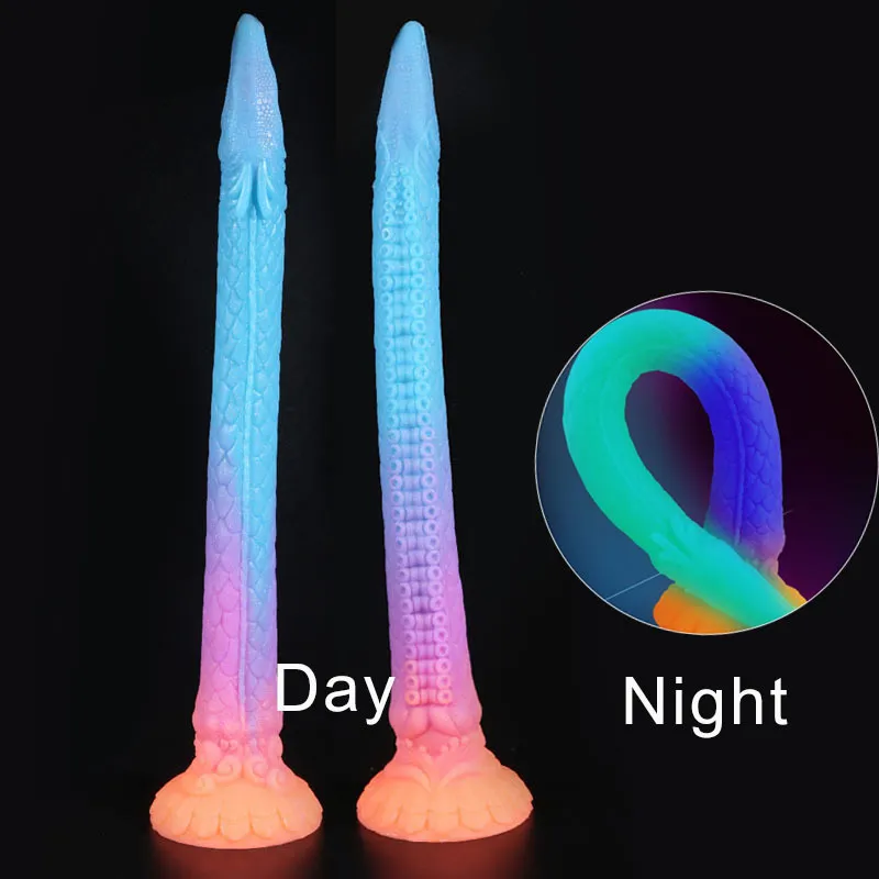 Jouets pour adultes, bouchon lumineux Super Long, gode Anal coloré Glowin Dragon, godemichet Anal doux pour femmes avec Suc_voghion.com