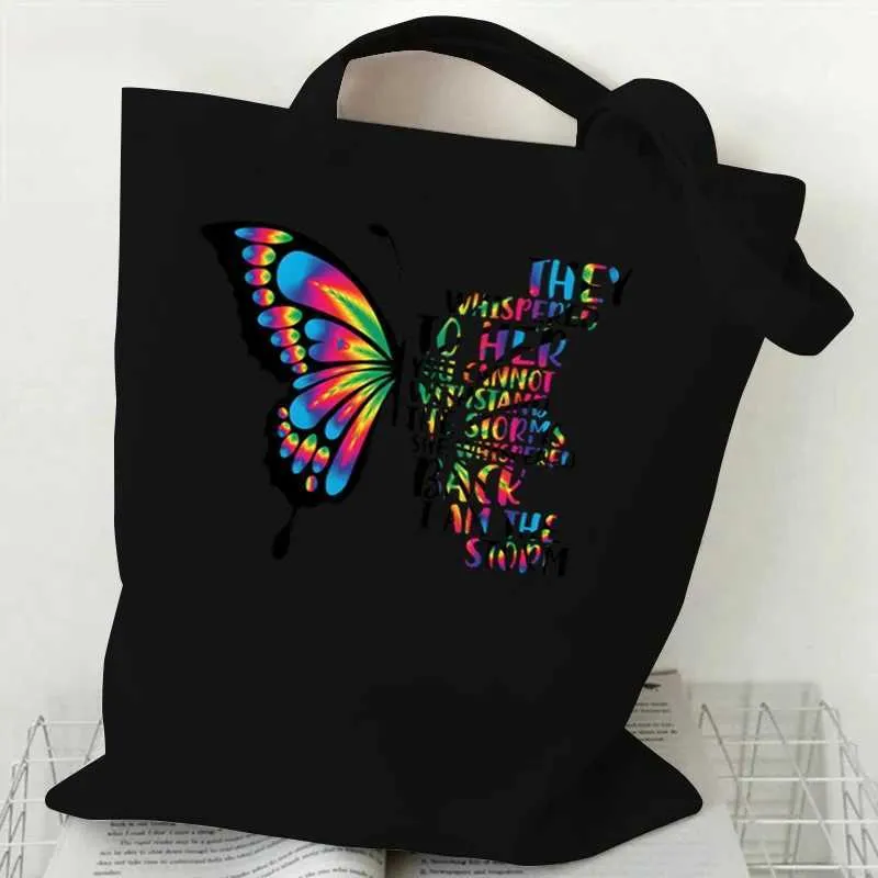 Dragoy Whisper Words of Let It Be Print Canvas Tote Wen Studenten-Einkaufstasche Y241109_voghion.com