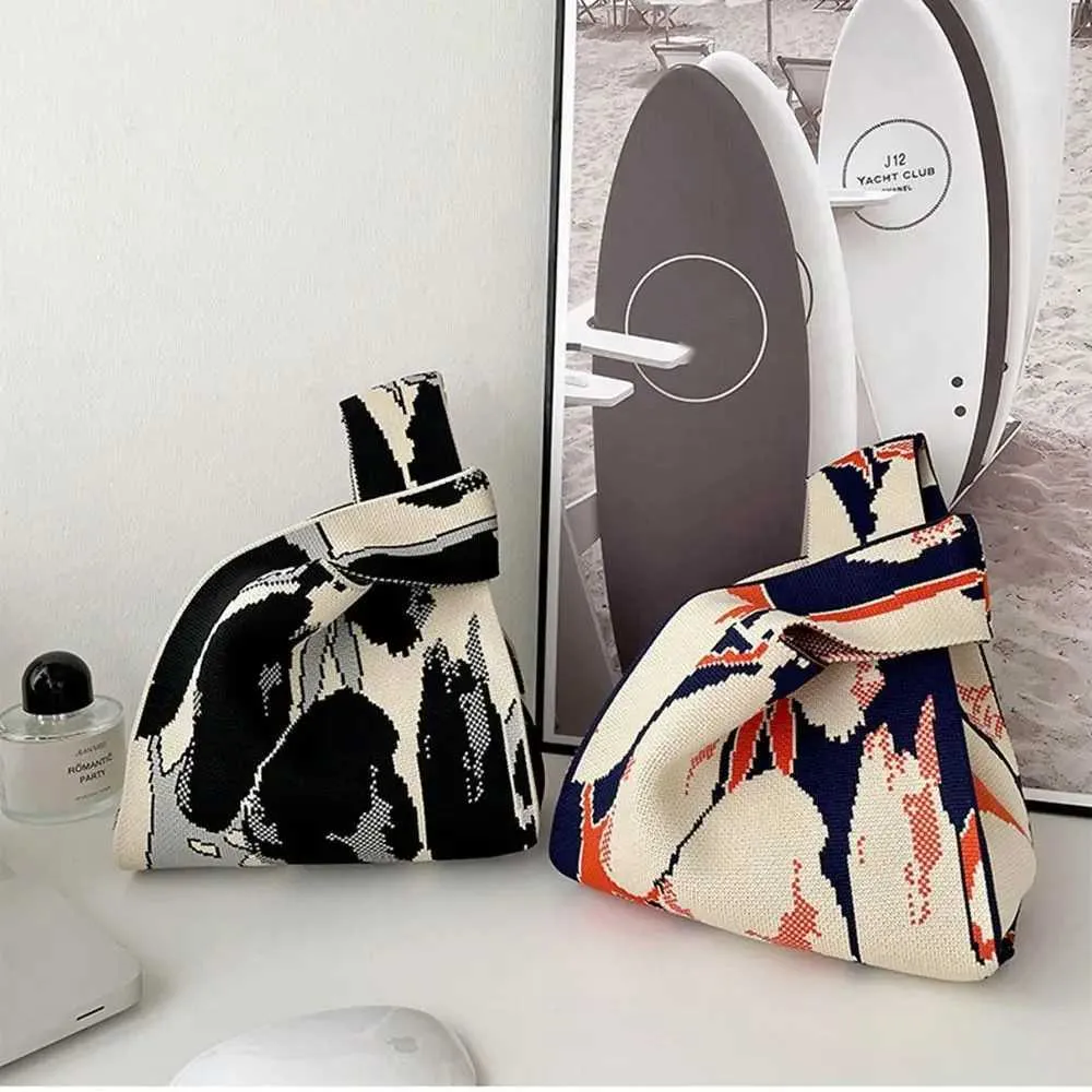 Sac à main tricoté à la main, chaud, mini nœud, décontracté, coloré, sac de courses réutilisable pour étudiant Y241106_voghion.com