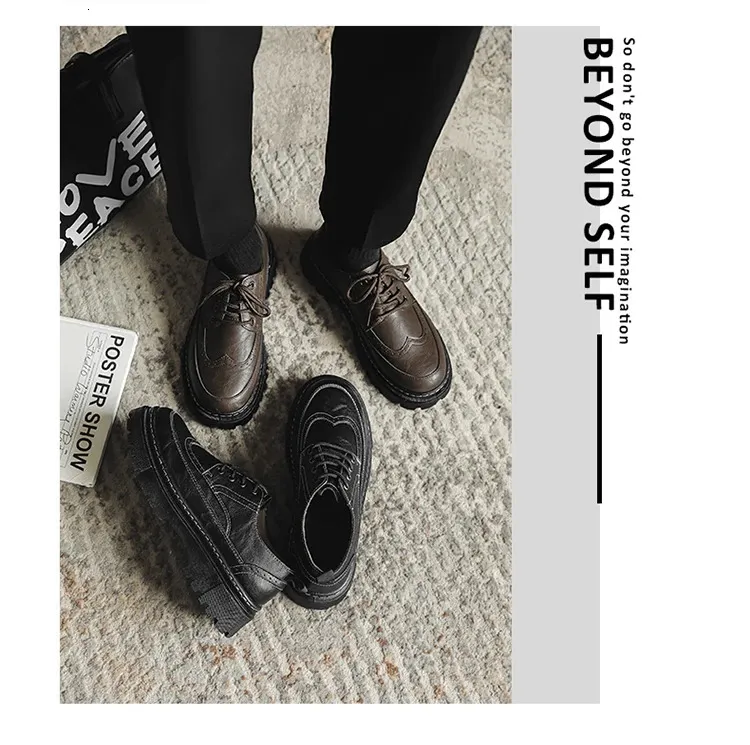 STRONGSHEN Heren Casual Leren Dikke Zool Formele Mode Handgemaakte Brogue Zakelijke Schoenen Oxford Atos Hombre 240614_voghion.com