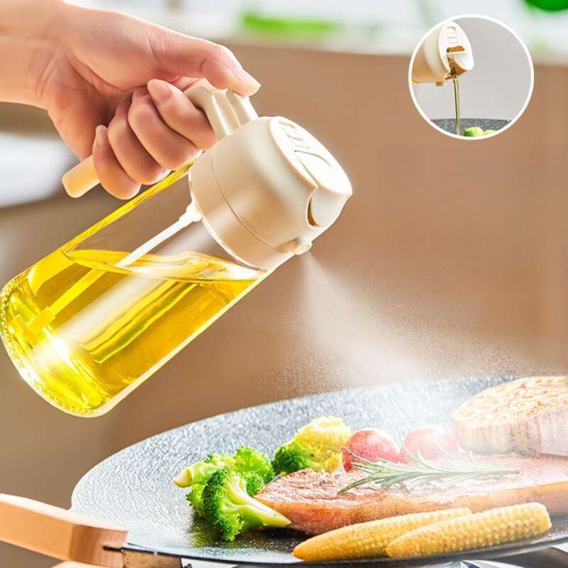 Oil Can Kitchen Household Glass Pouring Dual-use Air Fryer Spray Bottle Automatic Opening And Closing Oil Pot_voghion.com