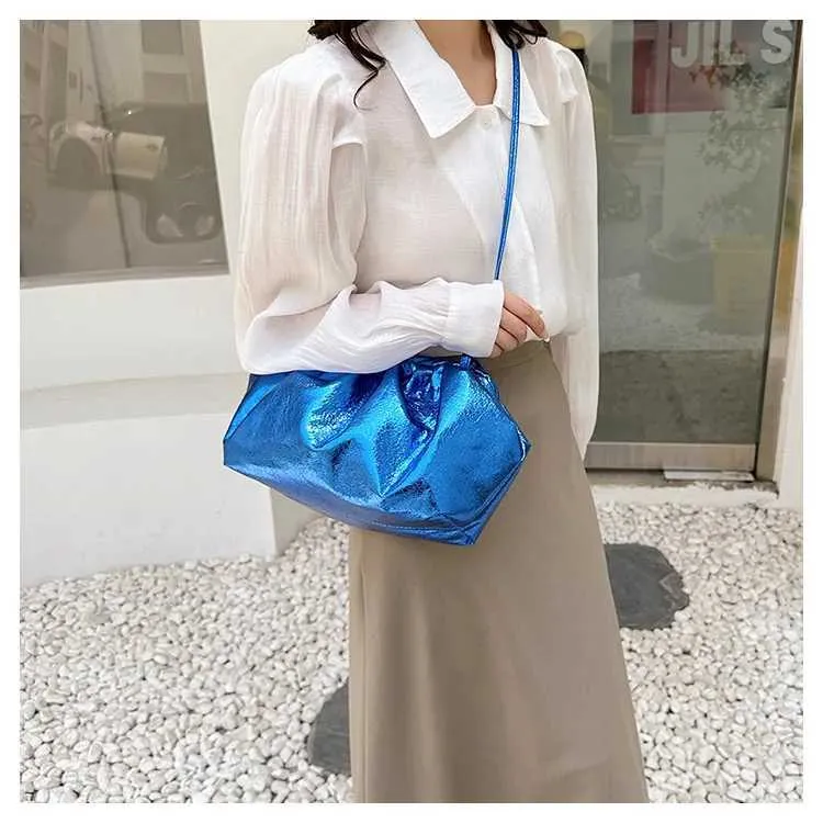 Kleines Design Damen Leder Sier Cloud Gold Umhängetasche Damen Party Clutch Geldbörse Weibliche HandtaschenC241211_voghion.com