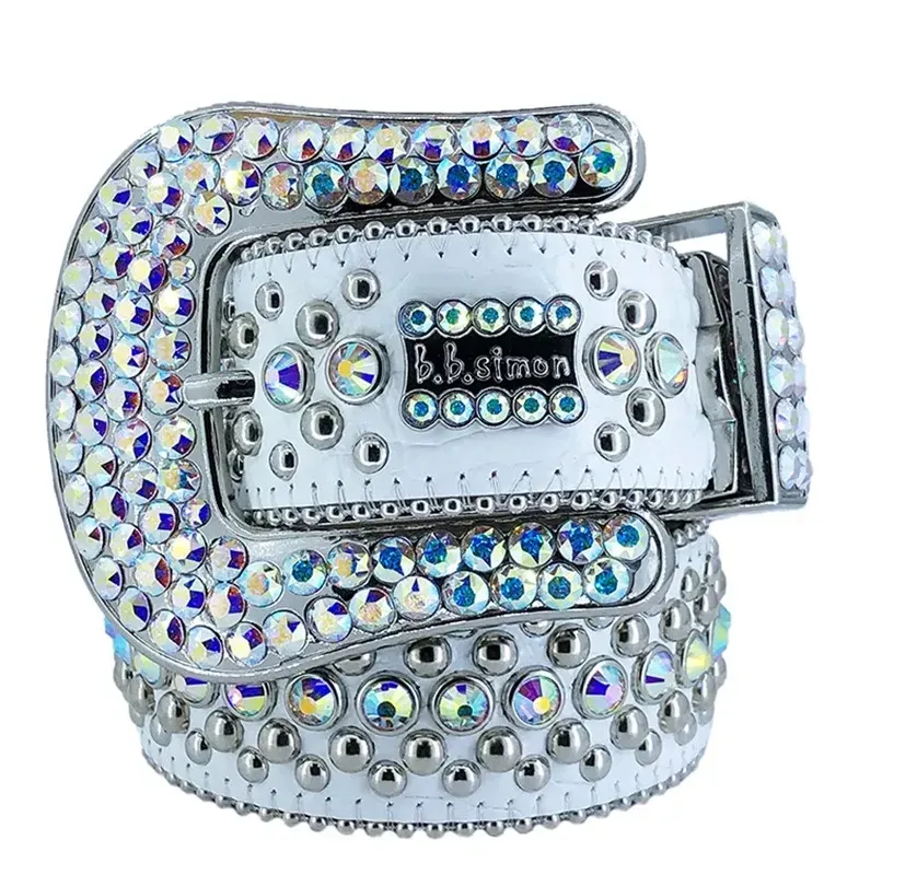 Dizajner Bb Fashion muški i ženski kožni remen ukrašen obojenim dijamantima 20 boja kristalni dijamant 3,8 cm_voghion.com