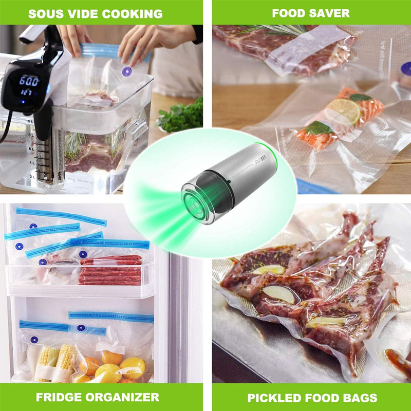 Wiederverwendbarer Vakuum-Lebensmittelaufbewahrungsbeutel, Vakuumierbeutel für Lebensmittel, Sous-vide-Beutel, wiederaufladbarer USB-Handstaubsauger mit Luftpumpe, Küchengerät_voghion.com