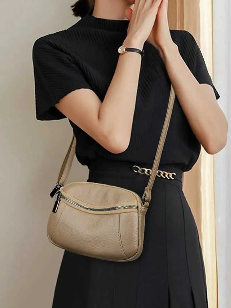 New Patchwork Single Shoulder Crossbody Head Layer Cowhide Small Bag Advanced Fashion SimpleC241216_voghion.com