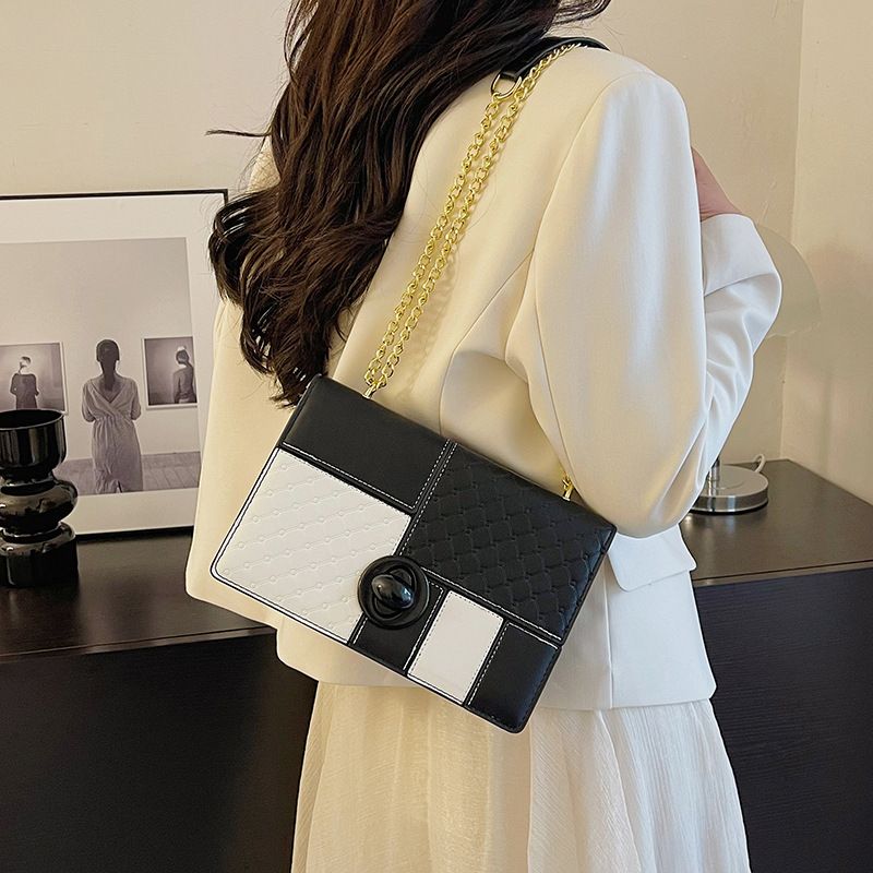 High-End-Tasche für Damen 2023 neue modische Schulter-Umhängetasche Kontrastfarbennähte große Kapazität kleine_voghion.com