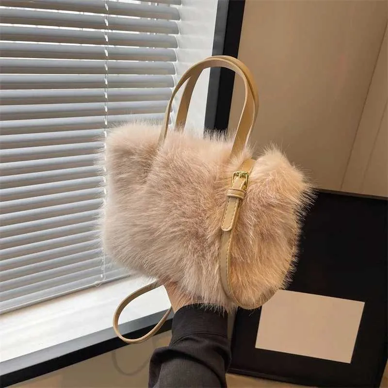 Designer Bag Artificial fur bucket plush design womens handbag soft winter cross body shoulder bag Bolsa Feminina 2025_voghion.com