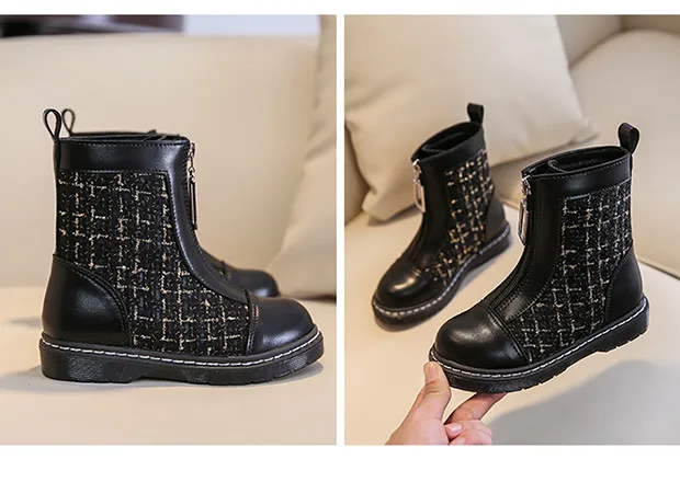 Bottes courtes à fermeture éclair pour filles, chaussures d'hiver tendance pour tout-petits, princesse douce, Happysteps, tailles US6C-US4Y_voghion.com