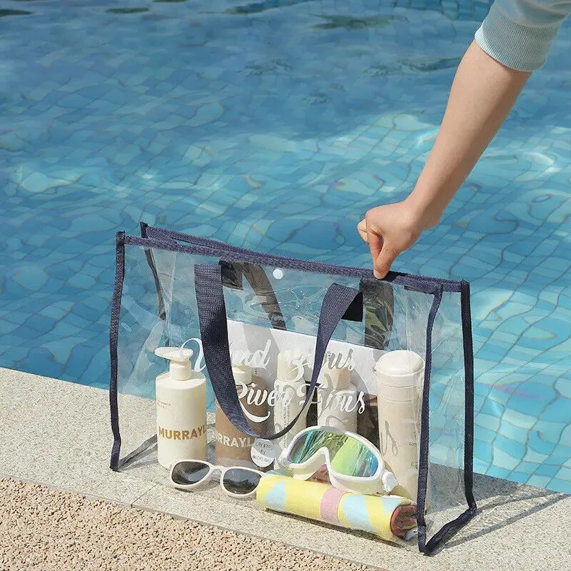 Clear Pvc Beach Bag Versatile Women Tote Shoulder Bag Waterproof_voghion.com