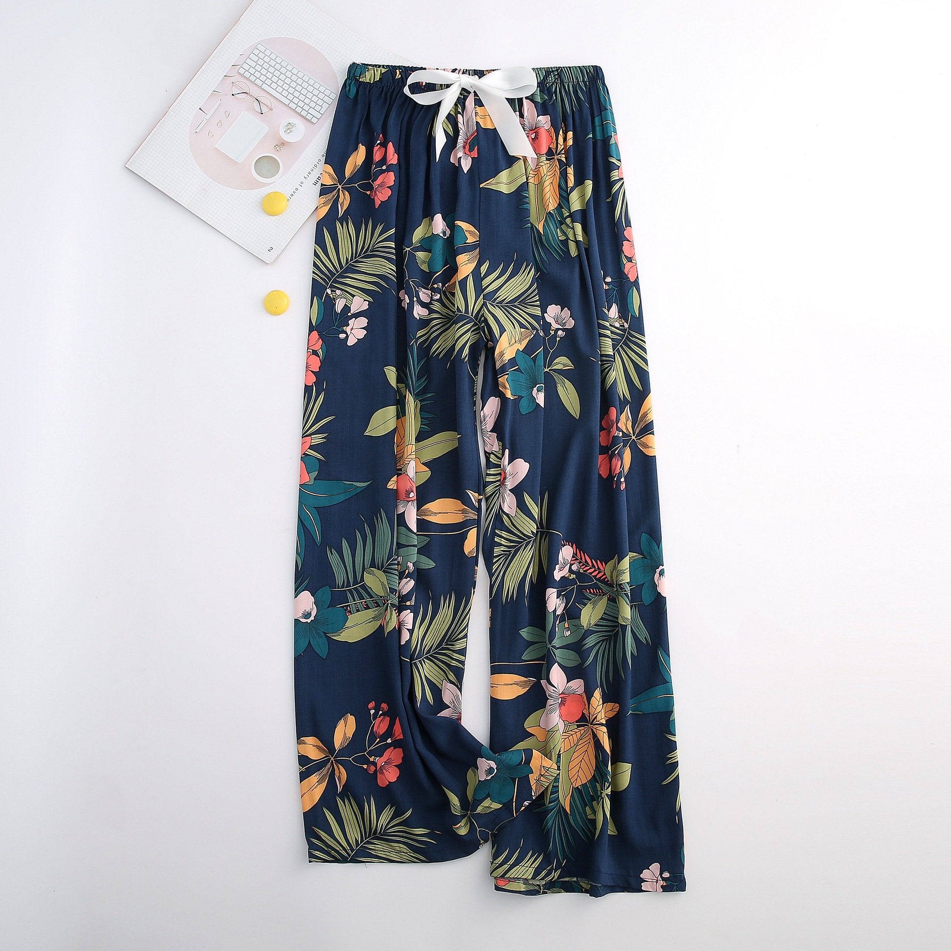 Nachtwäsche für Damen Seidenpyjamahosen für Damen, dünn, große Hosen mit weitem Bein, können draußen getragen werden, Damen-Einzelhosen_voghion.com