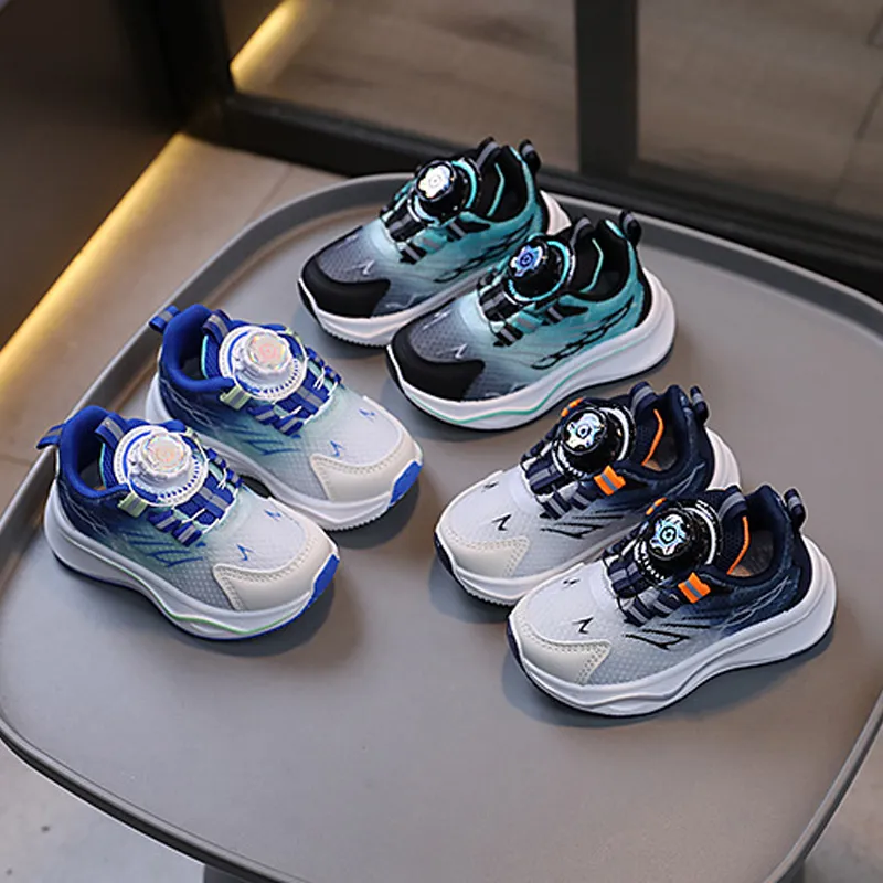 Kid Sneakers Sport for Boys Fashion Mesh Style Rotating Lace Youth Cutefeet Toddler Walking Outdoor Running Shoes_voghion.com