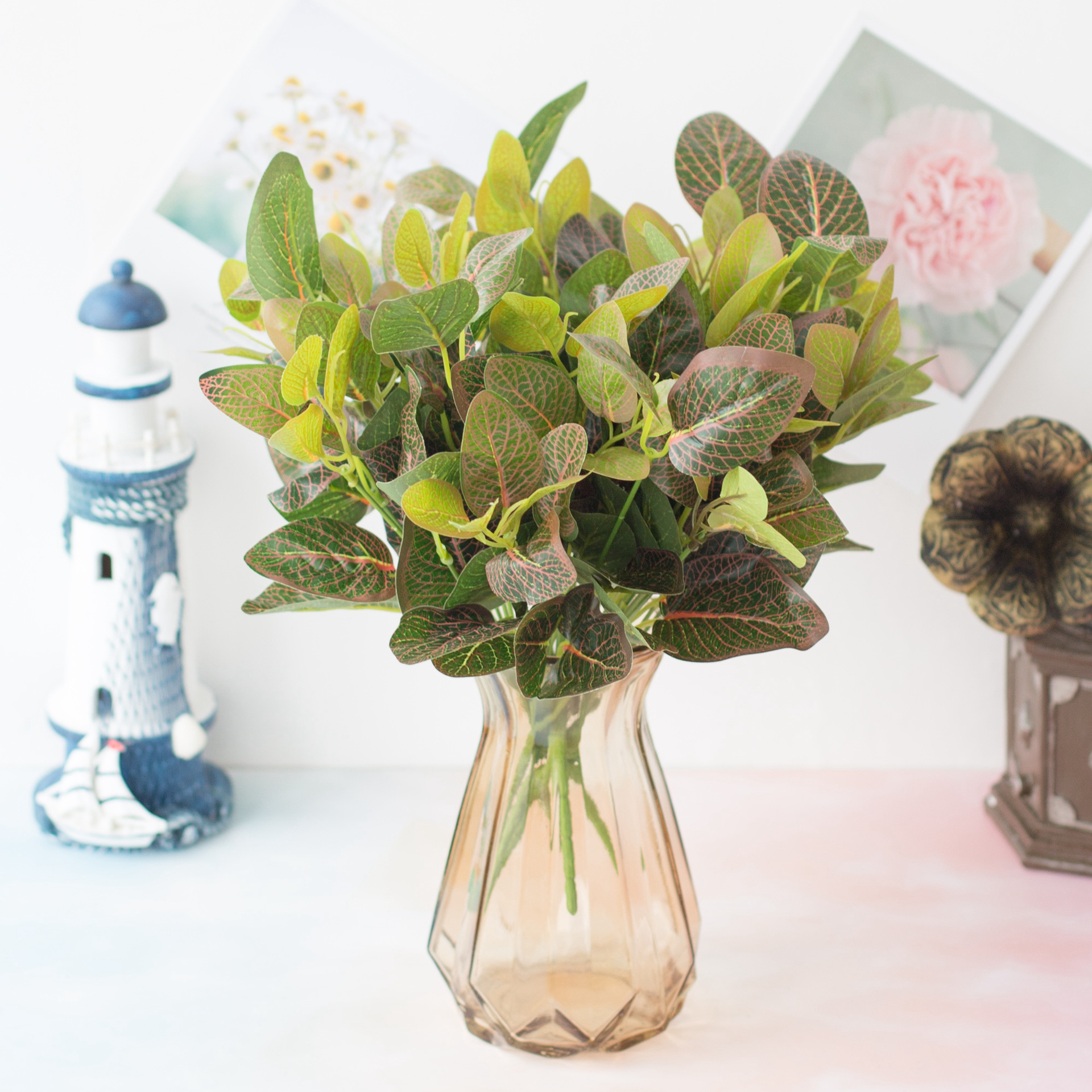 Materiali per pareti vegetali Ingegneria delle foglie verdi Foglie posteriori di tartaruga a 7 forcelle Fiori di simulazione Piantagione da interno_voghion.com