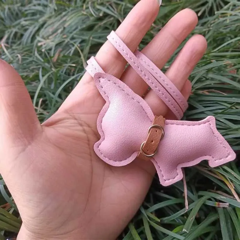 Punk Herren Auto Französische Bulldogge PU Leder Hund Nette Frauen Tasche Anhänger Schmuck Schnalle Schlüsselanhänger Y241121_voghion.com