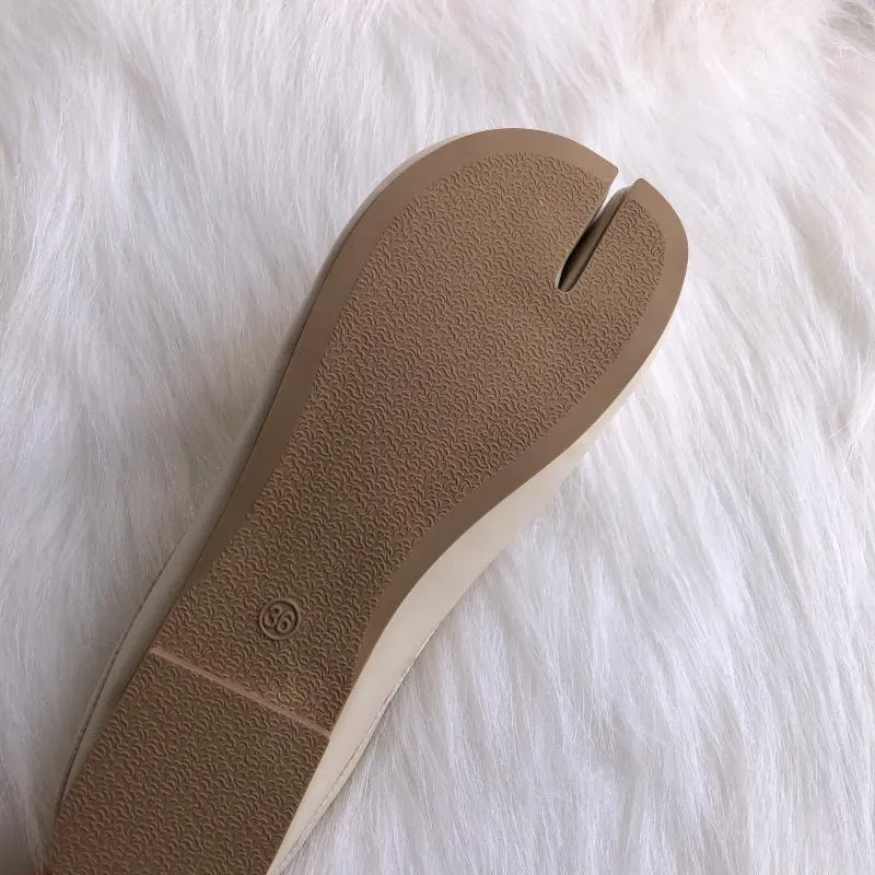 Tabi Ninja Παπούτσια Γυναικεία Microfiber Δερμάτινα άνετα φλατ Παντόφλες με σπαστά δάχτυλα Παντόφλες με μαλακό κάτω μέρος Loafers για γυναίκες_voghion.com